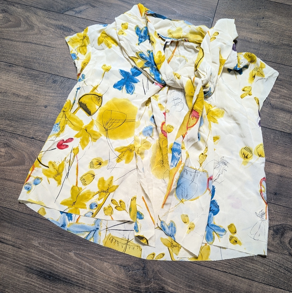 Anthropologie Twenty8Twelve Silk Scarf Painters Top Size Large